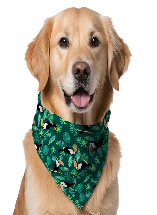W Brings XL Dog Bandana for Dogs | This Stunning Gorgeous Design Dog Bandana Scarf is Perfect Styling Accessory for Extra Large Dogs. (XL (Extra Large), Green Toucan) - Image 1